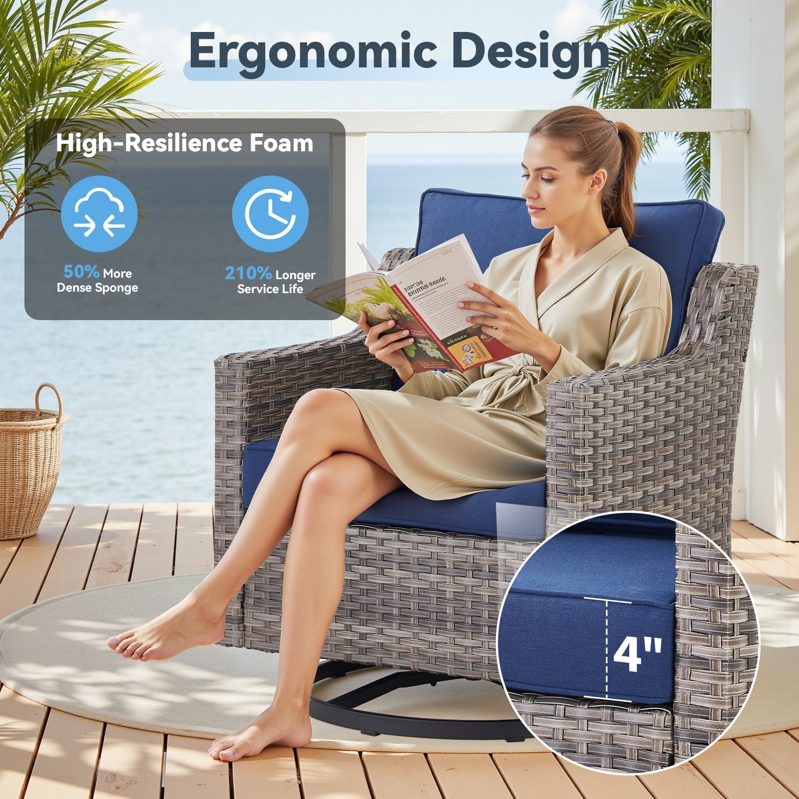 Tatum 3 Piece Outdoor Set with Swivel Rockers