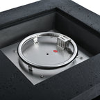 Outdoor Square Fire Pit with Steel Burner, Lava Rocks and Cover