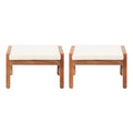 Brixton Acacia Wood Outdoor Ottomans with Cushion, Set of 2