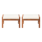 Brixton Acacia Wood Outdoor Ottomans with Cushion, Set of 2