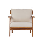 Mid-Century Modern Acacia Wood Outdoor Club Chair