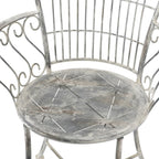 Distressed Silver Finish Iron French Country Garden Chair