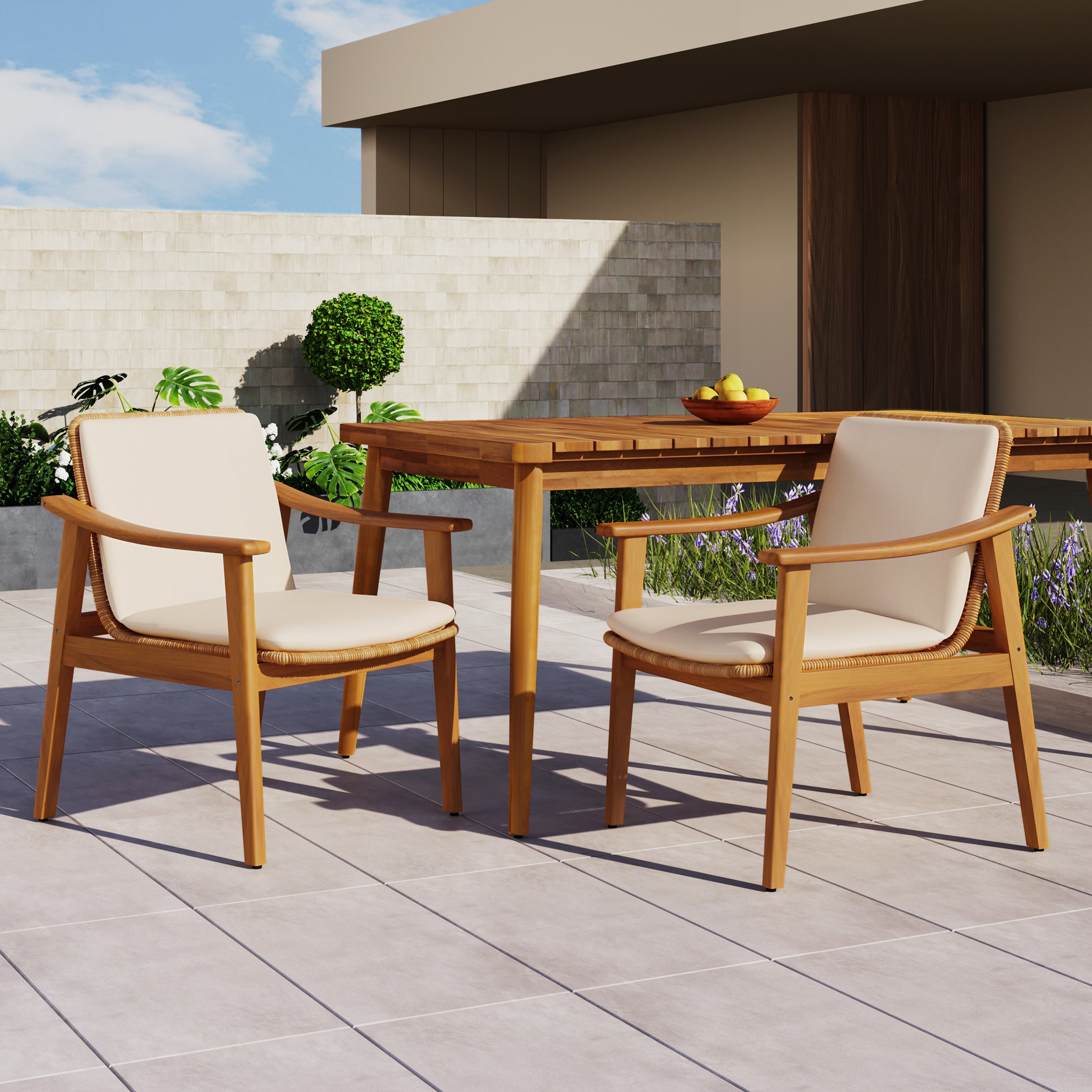 Avenue Acacia Wood Outdoor Dining Chairs, Set of 2