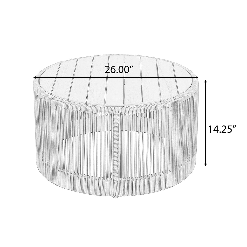 Sundara Outdoor Coffee & Side Table Set with Woven Rope Design