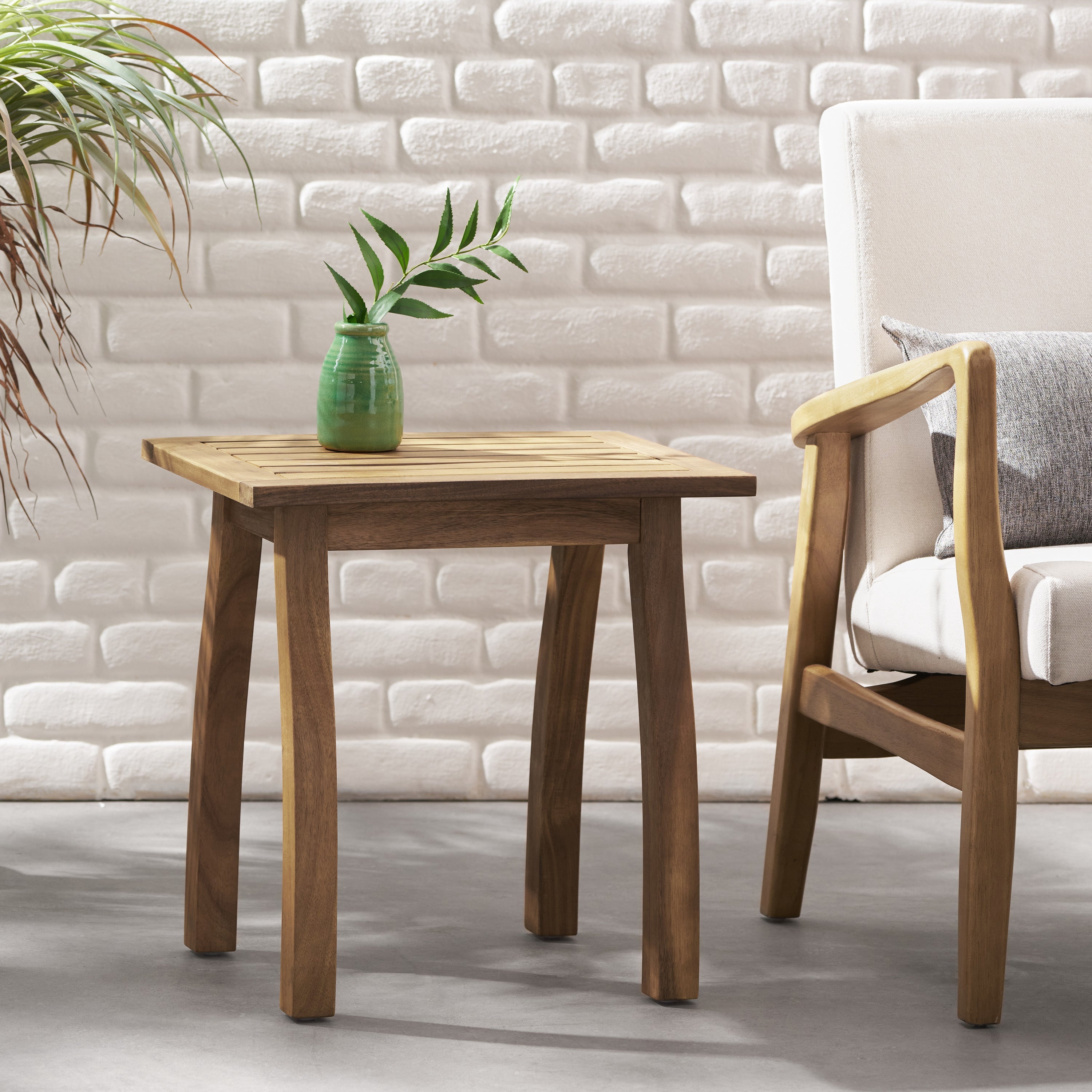 Selma Acacia Wood Outdoor Accent Side Table