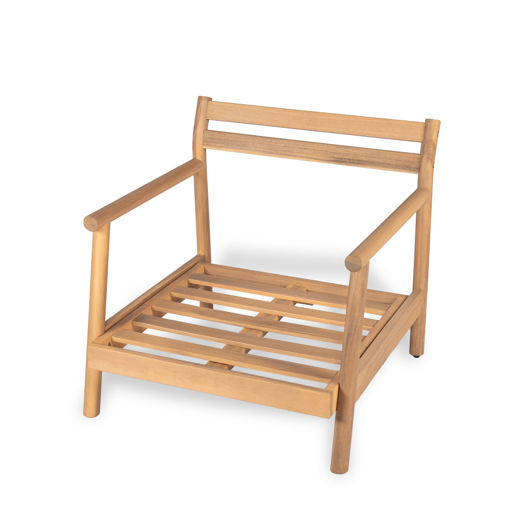 Indira Outdoor Acacia Wood Club Chair with Water-Resistant Cushion