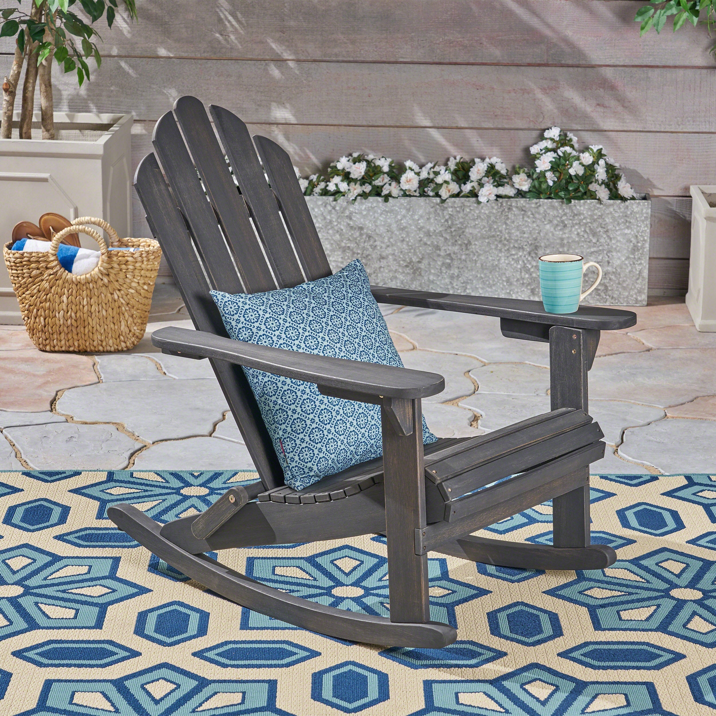 Echoes Outdoor Acacia Wood Adirondack Rocking Chair