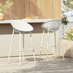 Rhodochrosite Outdoor Bar Stool with Diamond Mesh Pattern and Footrest, Set of 2