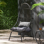Outdoor Basket Chair with Gridded Design and Metal Frame