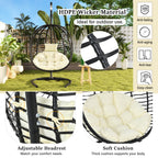 Folding Hanging Swinging Egg Chair with Stand & Tufted Cushion