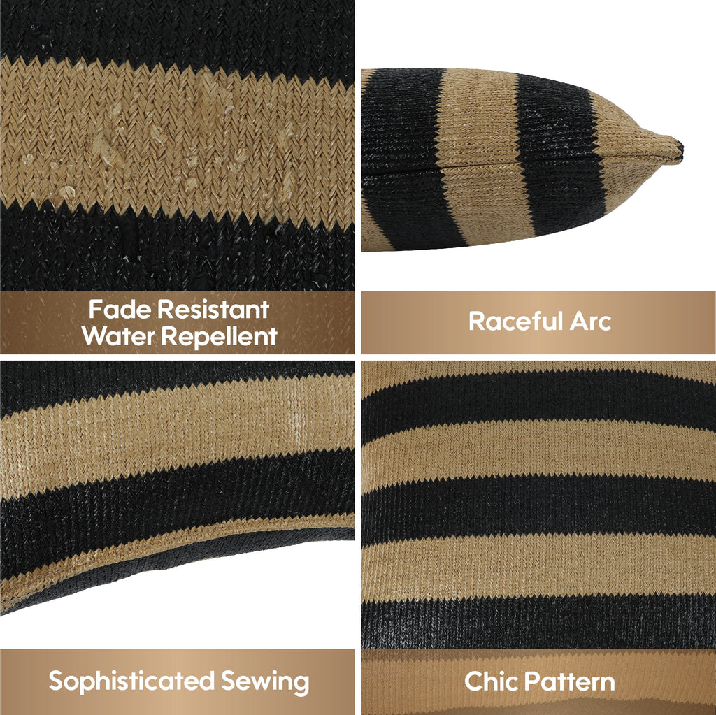 Black & Tan Stripe Outdoor Square Pillows, Set of 2
