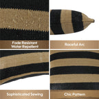 Black & Tan Stripe Outdoor Square Pillows, Set of 2