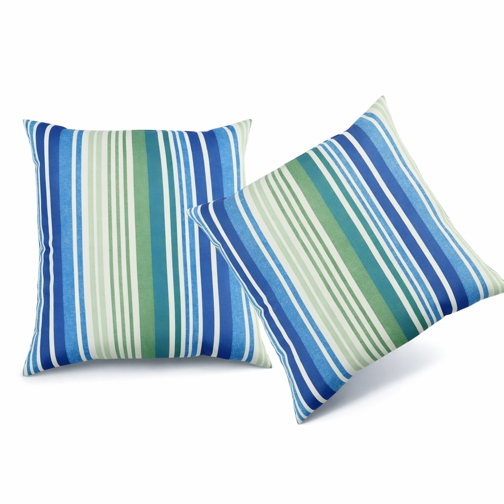 Ocean Hues 18x18 Waterproof & Fade-Resistant Outdoor Throw Pillows, Set of 2