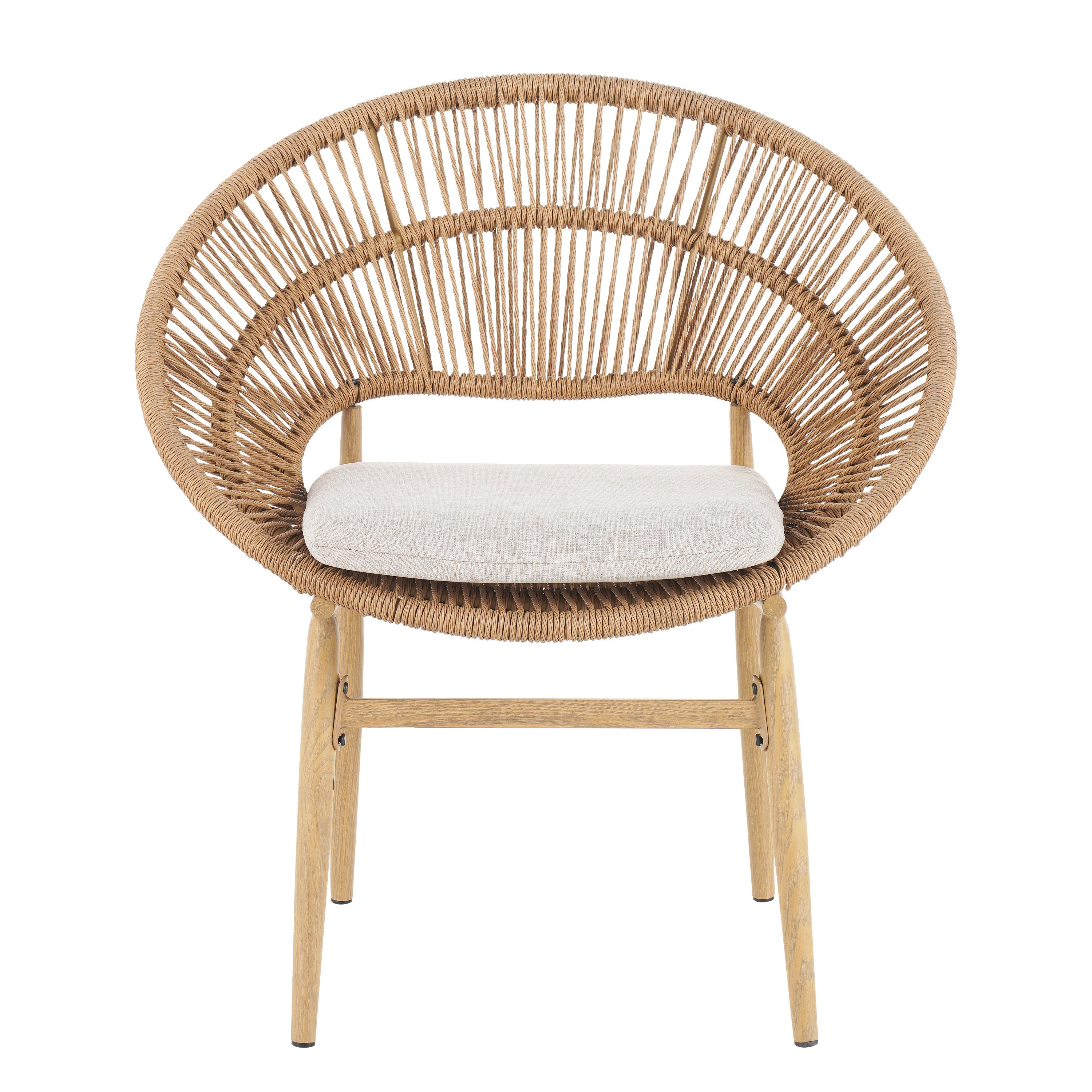 Cyril Outdoor Wicker Papasan Style Dining Chair, Set of 2