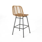 Sawtelle Outdoor Wicker Barstools, Set of 2