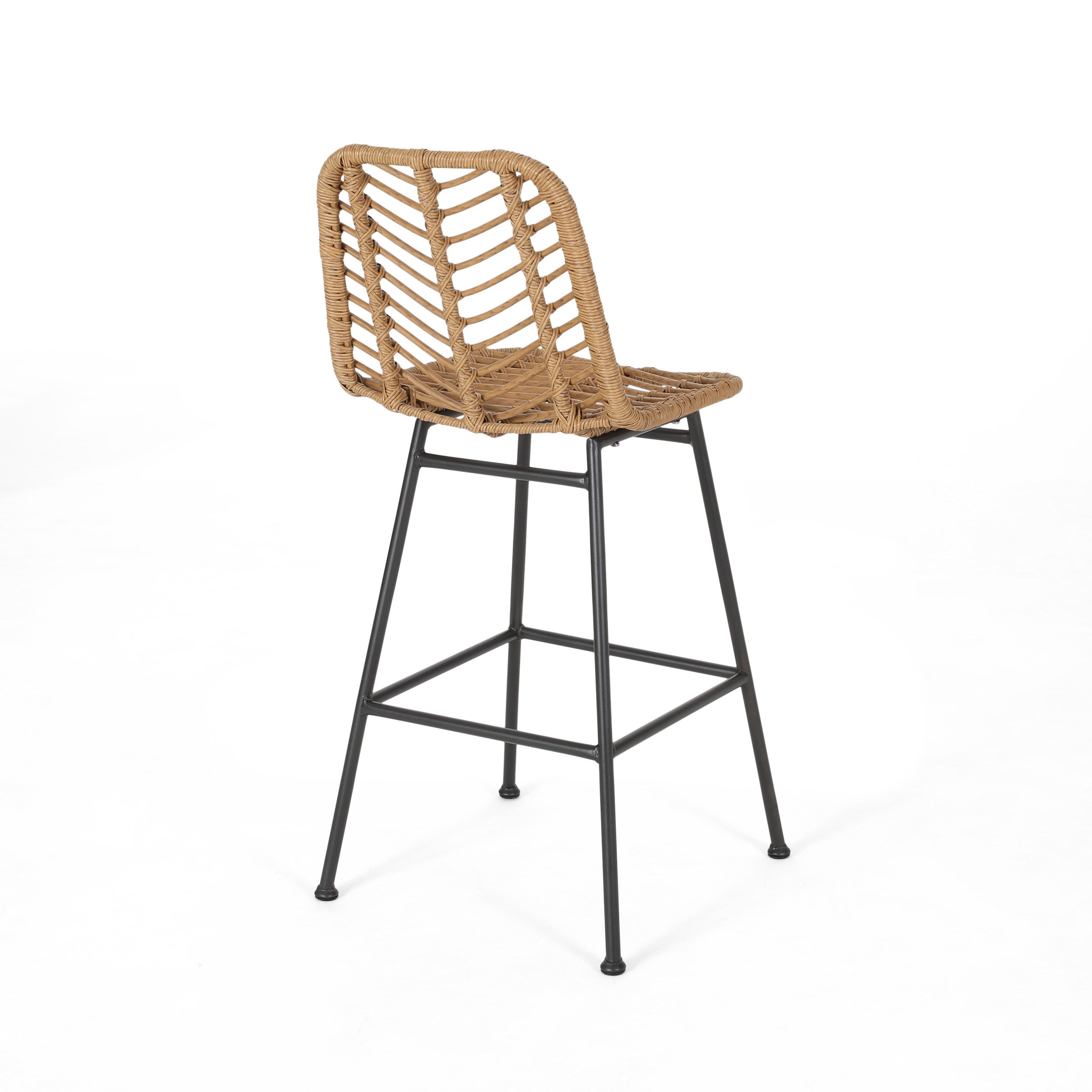 Sawtelle Outdoor Wicker Barstools, Set of 2