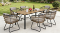 Maristella 7 Piece Outdoor Wicker Dining Set with Acacia Wood Table