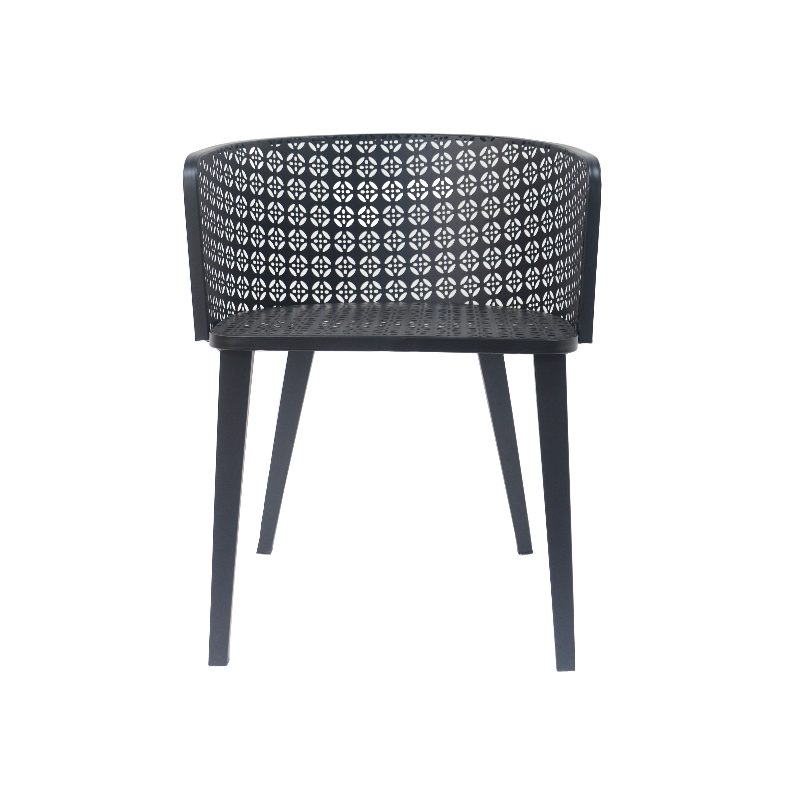 Rejoiced Outdoor Dining Chair with Geometric Lattice Design and Curved Back, Set of 2