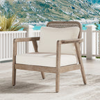 Outdoor Club Chair with Water-Repellent Cushion and Criss-cross Weaving Backrest