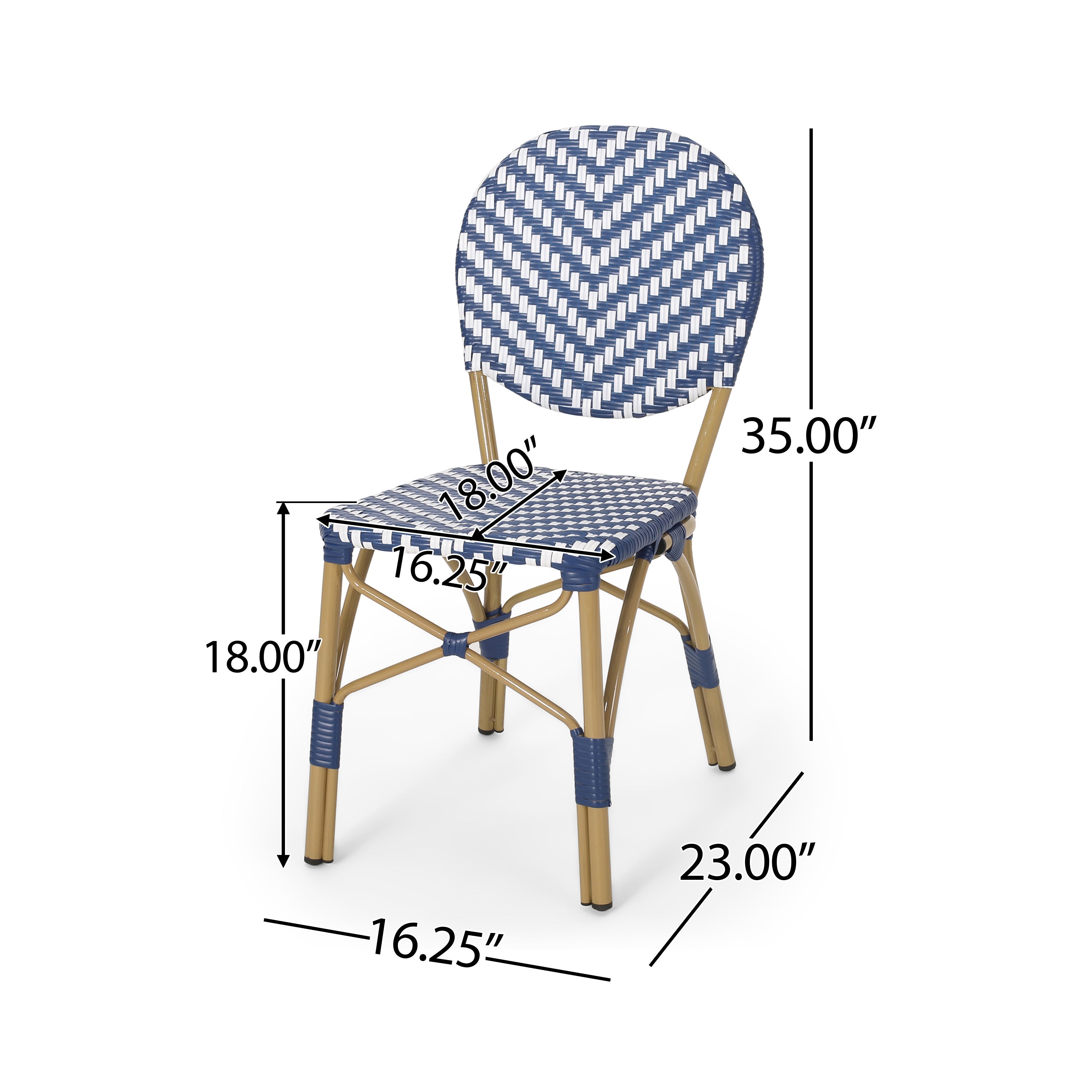 PE Rattan and Aluminum Bistro Chair with Round Back, Set of 2