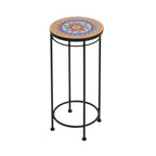3-Piece Outdoor Ceramic Tile Plant Stand Set with Iron Frame
