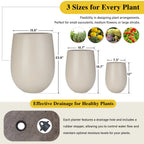 Egg Shaped Lightweight Outdoor Planter, Set of 3