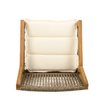 Capri Outdoor Acacia Wood & Wicker Dining Chairs with Cream Cushion, Set of 2