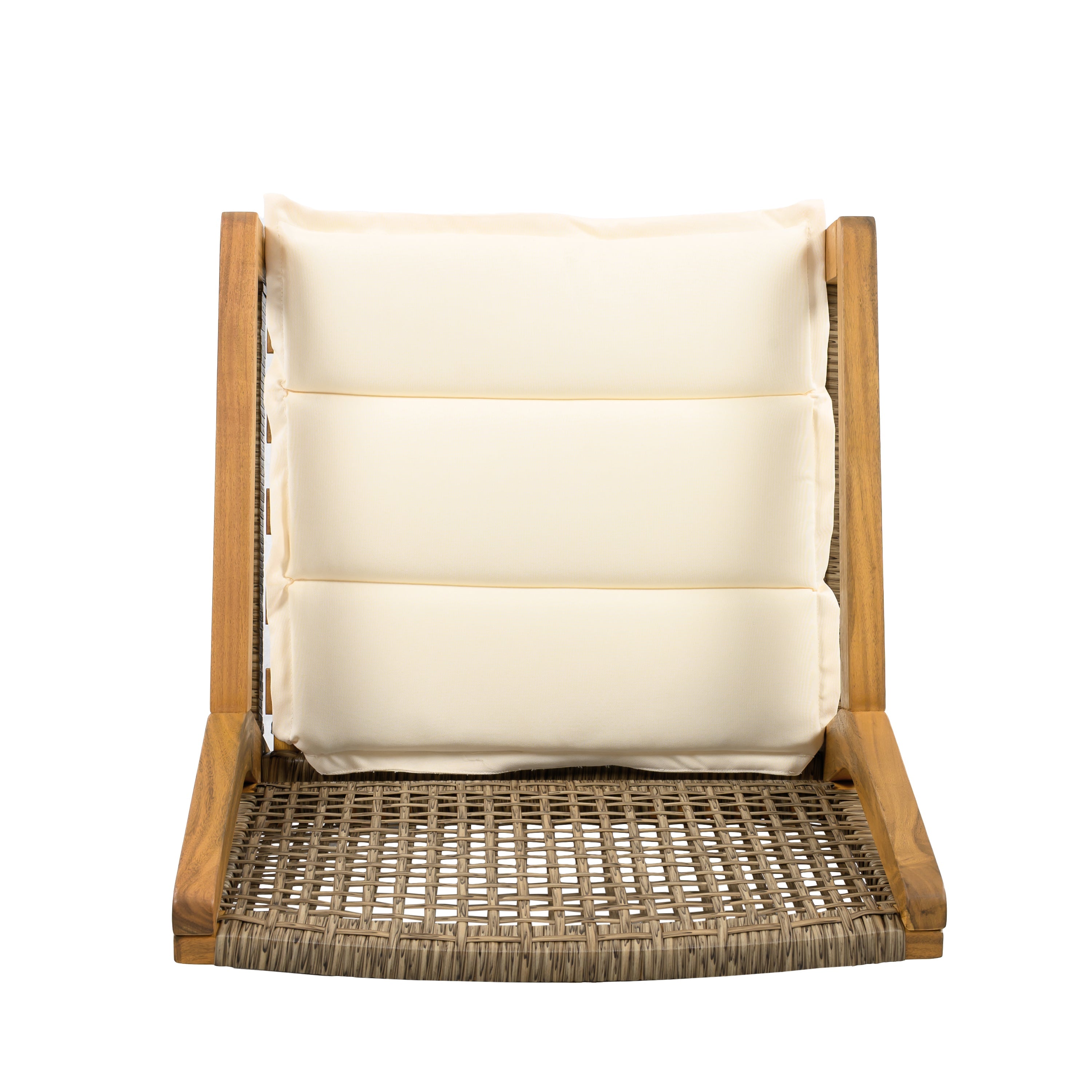 Capri Outdoor Acacia Wood & Wicker Dining Chairs with Cream Cushion, Set of 2