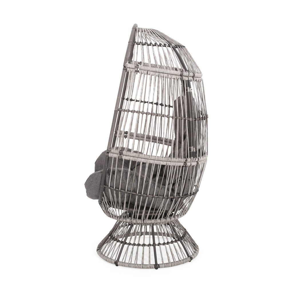 Lazulite Outdoor Egg Chair with Water-Resistant Cushion and Swivel Function