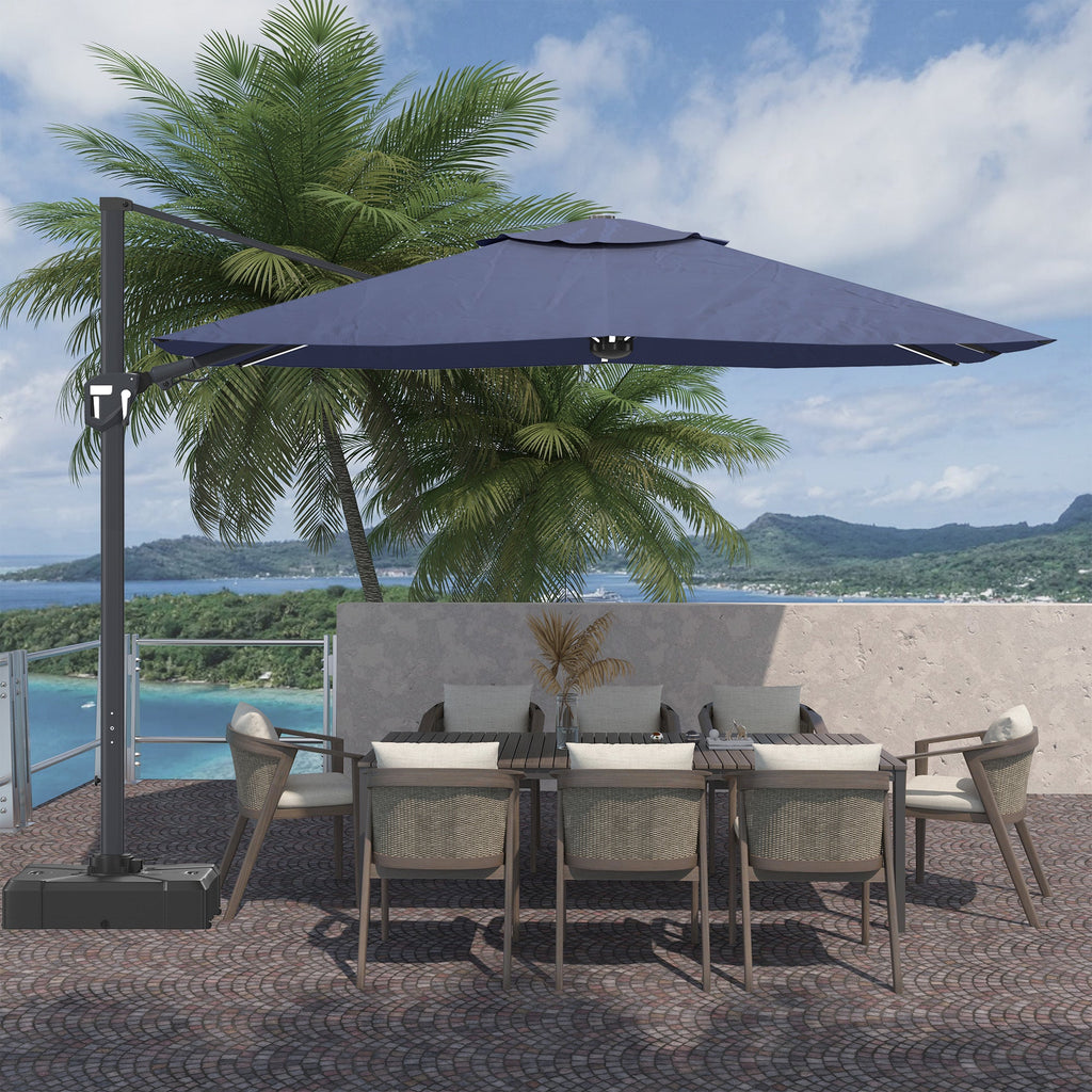 11' Square Cantilever Patio Umbrella with LED Light, Base Not Included