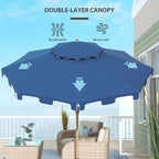 9' Double Top Ruffled Patio Umbrella with Push Button Tilt and Crank
