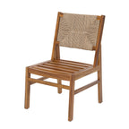 Monica Outdoor Wood and Wicker Woven Dining Chair with Cushions, Set of 2