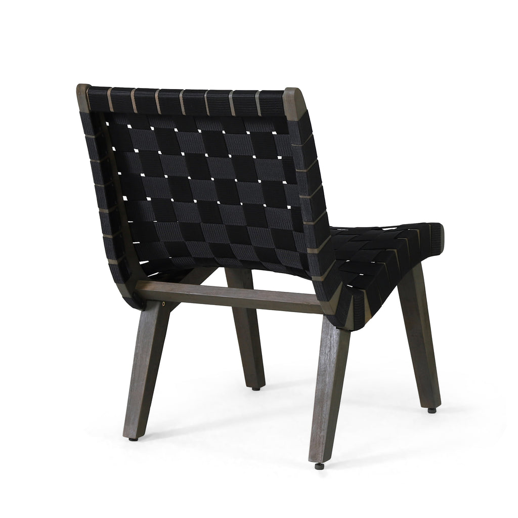 Delights Outdoor Lounge Chair with Rope Weave Design and Wood Frame, Set of 2