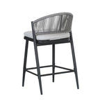 Outdoor Metal Frame Stools with Scallop-Shaped Backrest & Water-Resistant Cushions, Set of 2