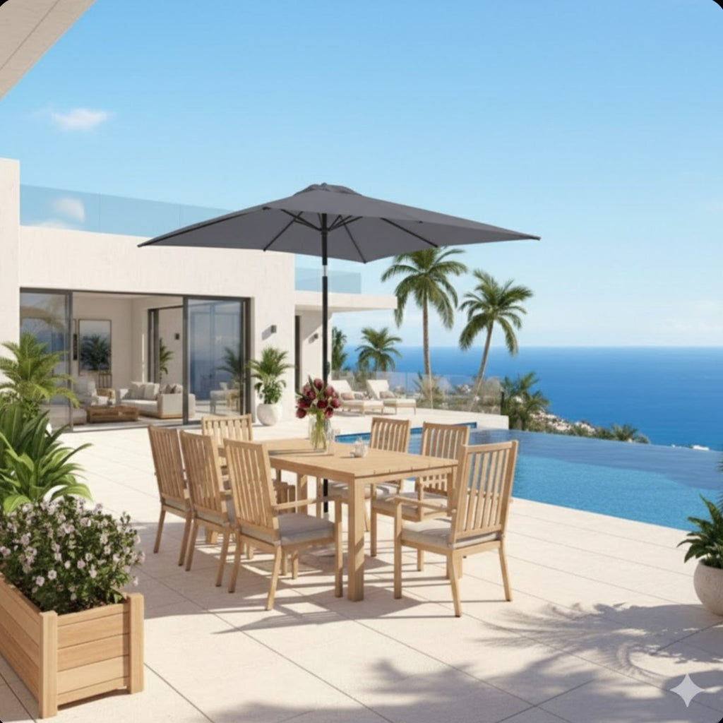 6.5 x 10 ft Rectangular Patio Umbrella with Crank, Base Not Included