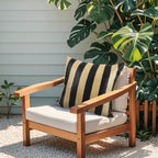 Black & Tan Stripe Outdoor Square Pillows, Set of 2