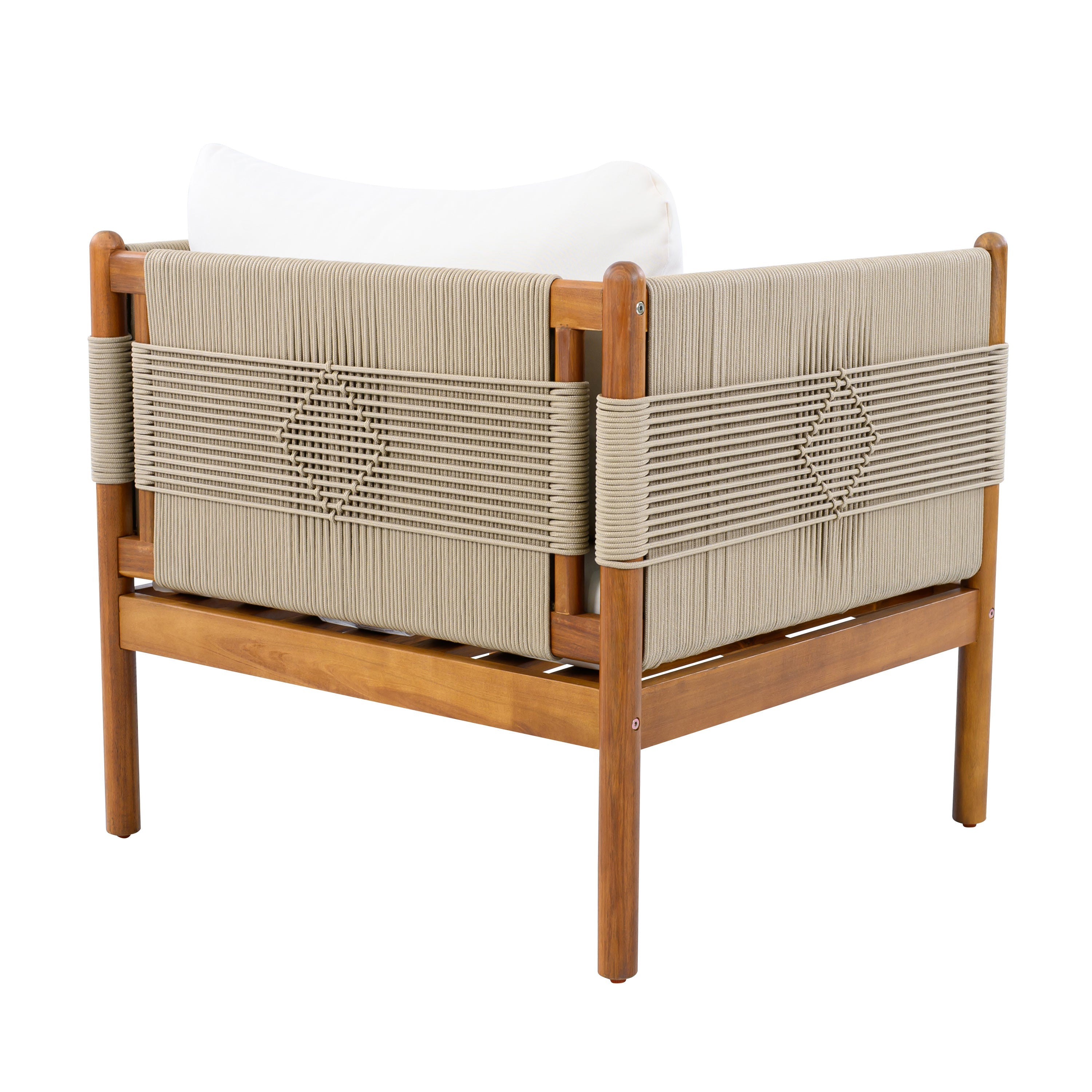 Seabrook Acacia Wood Outdoor Club Chair with Diamond Rope Weave & Cushions