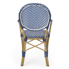 3-Piece Faux Rattan Bistro Set with Round Table and 2 Armchairs