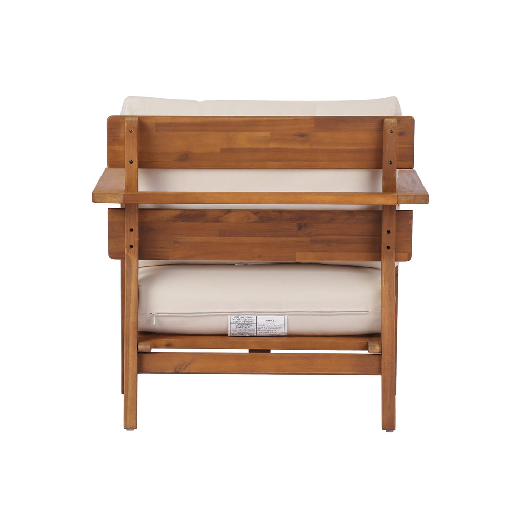 Mid-Century Modern Acacia Wood Outdoor Club Chair