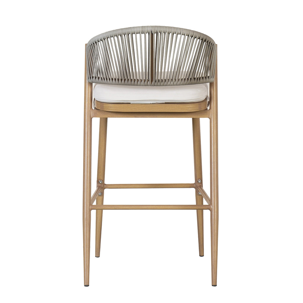 Outdoor Metal Frame Stools with Scallop-Shaped Backrest & Water-Resistant Cushions, Set of 2