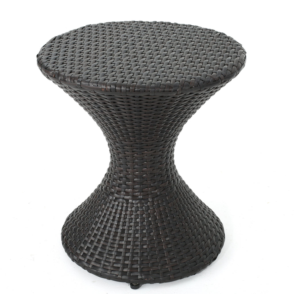 Slim Hourglass Rattan Outdoor Side Table