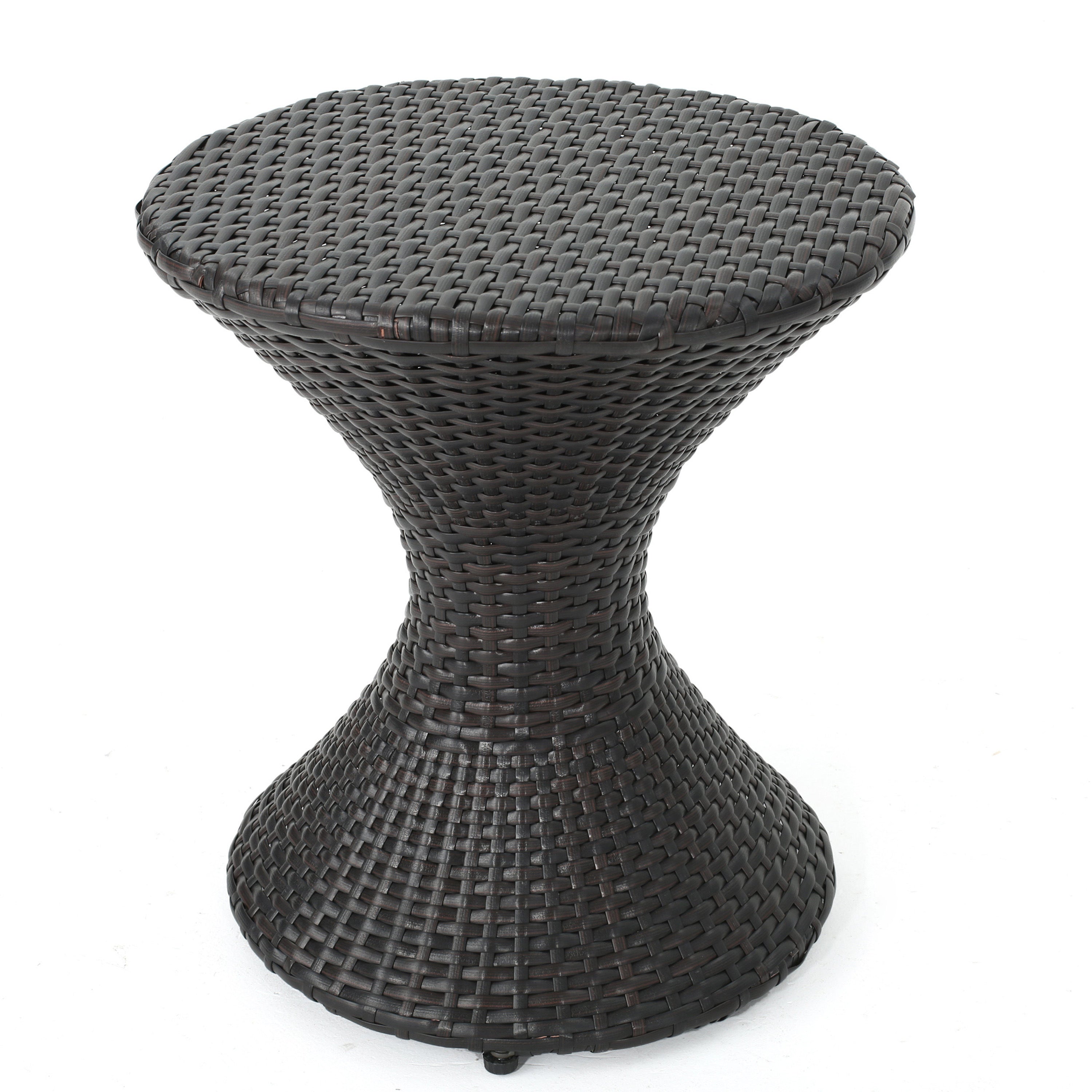 Slim Hourglass Rattan Outdoor Side Table