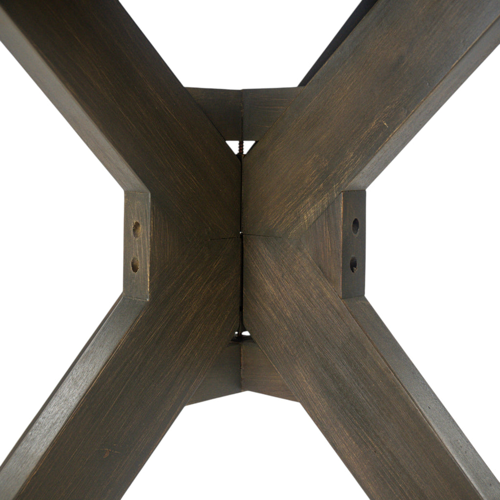 Stanford Outdoor Round Acacia Wood Dining Table with X Base