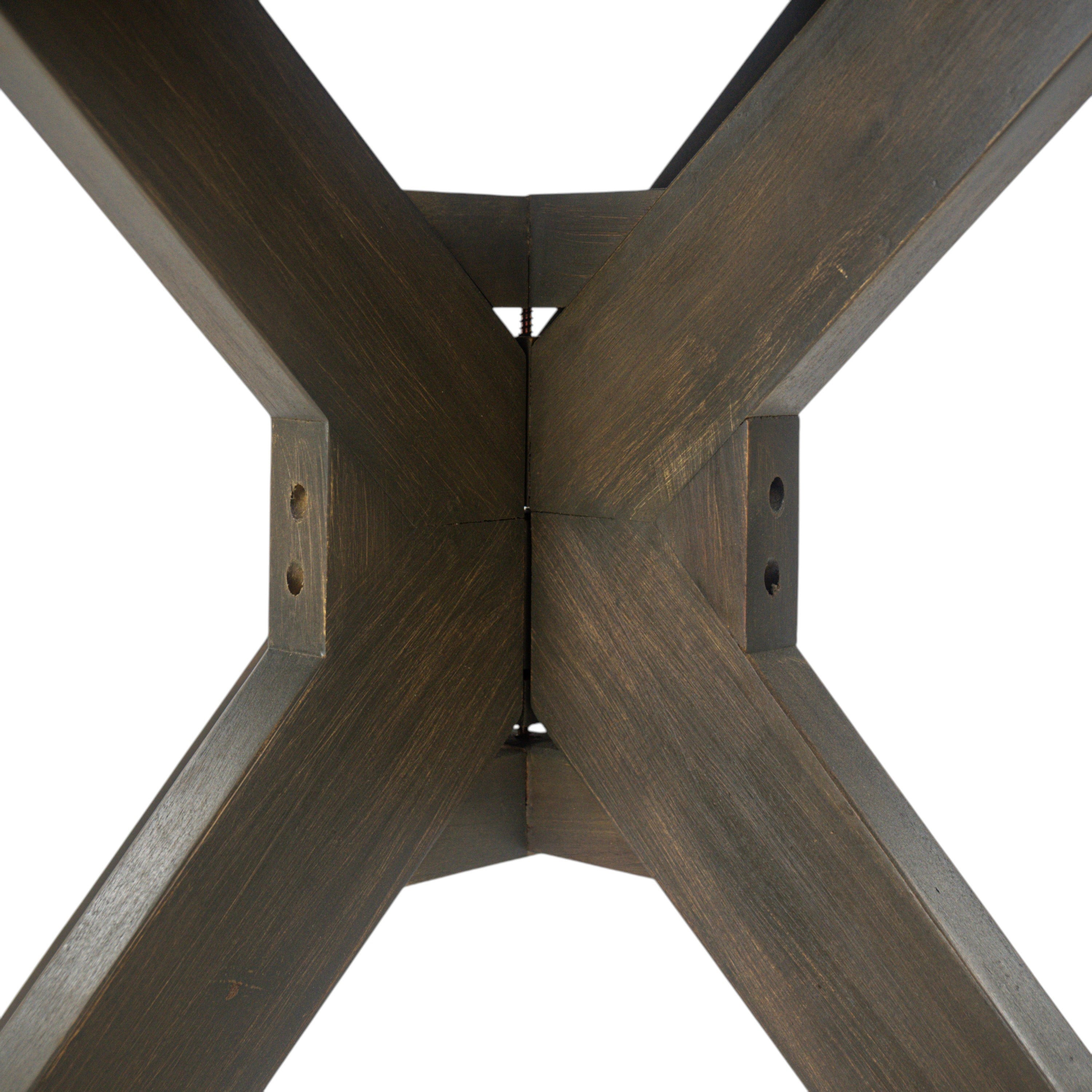 Stanford Outdoor Round Acacia Wood Dining Table with X Base
