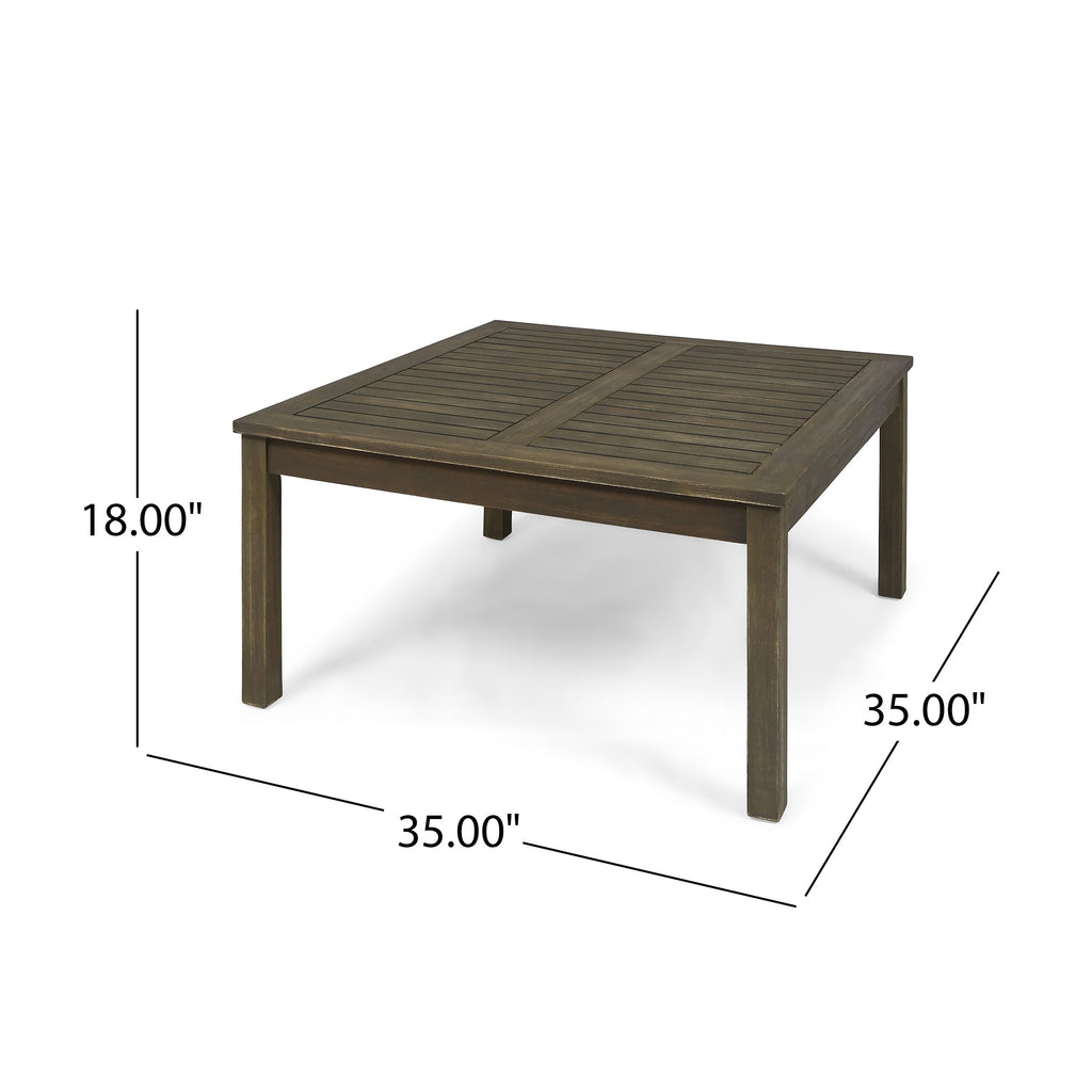 Perla Outdoor Rustic Coffee Table with Slat Design