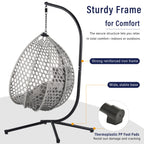 Hanging Swinging Egg Chair with Rattan Weaving, Base Included