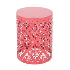 Spherical Outdoor Cylindrical End Table with Iron Cut Design
