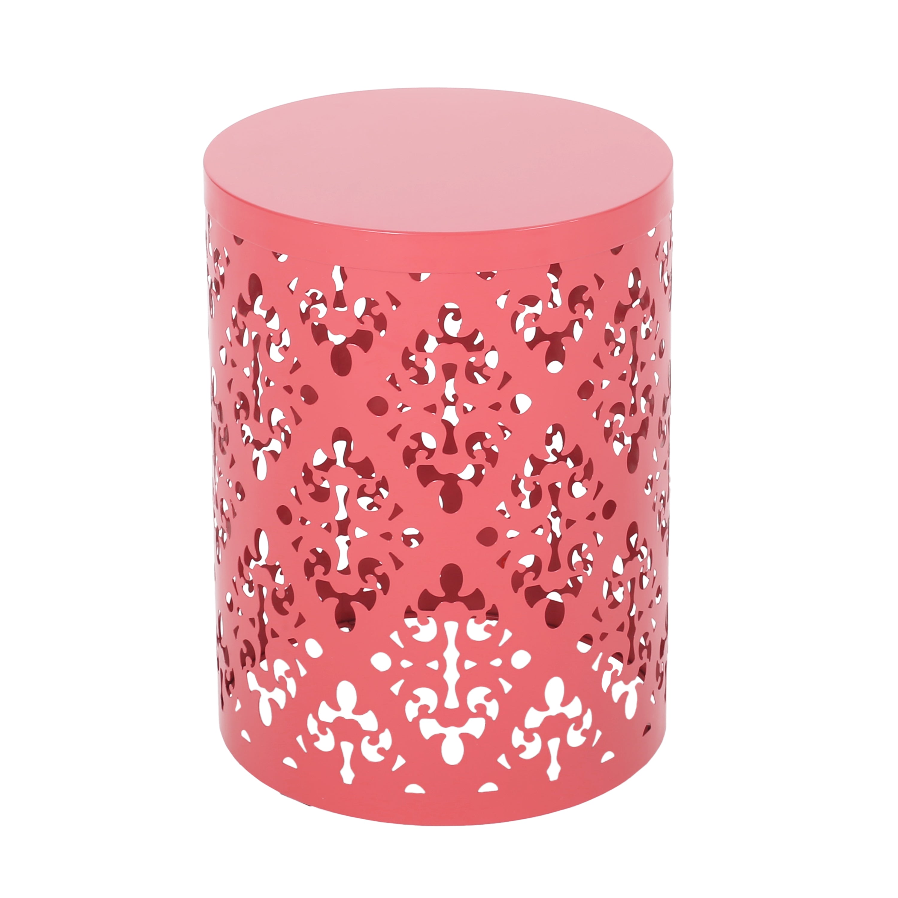 Spherical Outdoor Cylindrical End Table with Iron Cut Design
