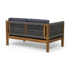 Laurel Outdoor Acacia Wood and Rope Chat Set