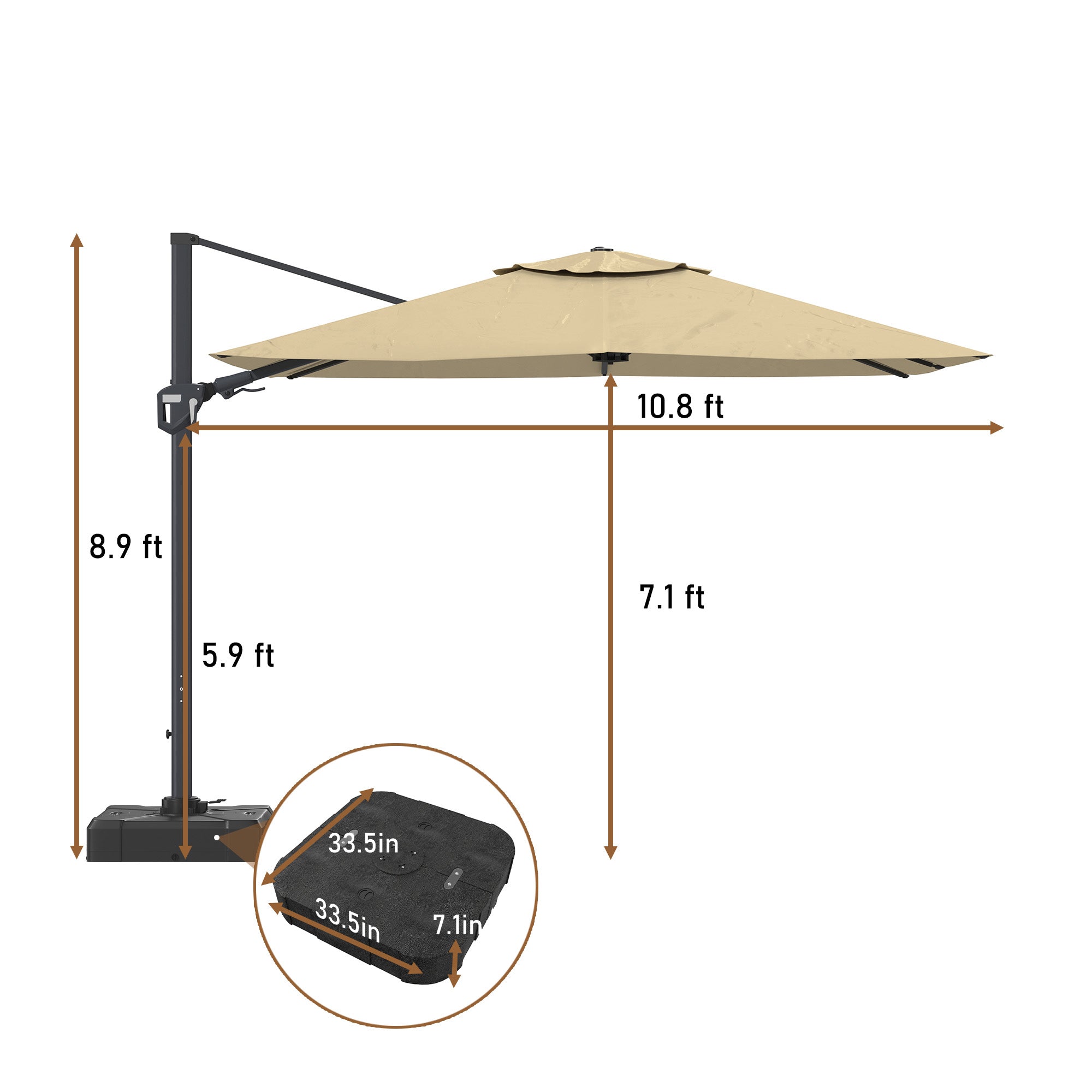 11' Outdoor Square Double Top Patio Umbrella, Base Not Included